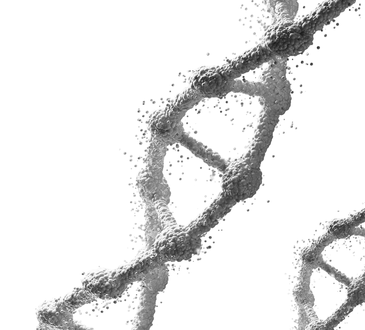 3D-DNA-Doppelhelix auf dunklem Hintergrund – Forschung, Daten und Analytik.