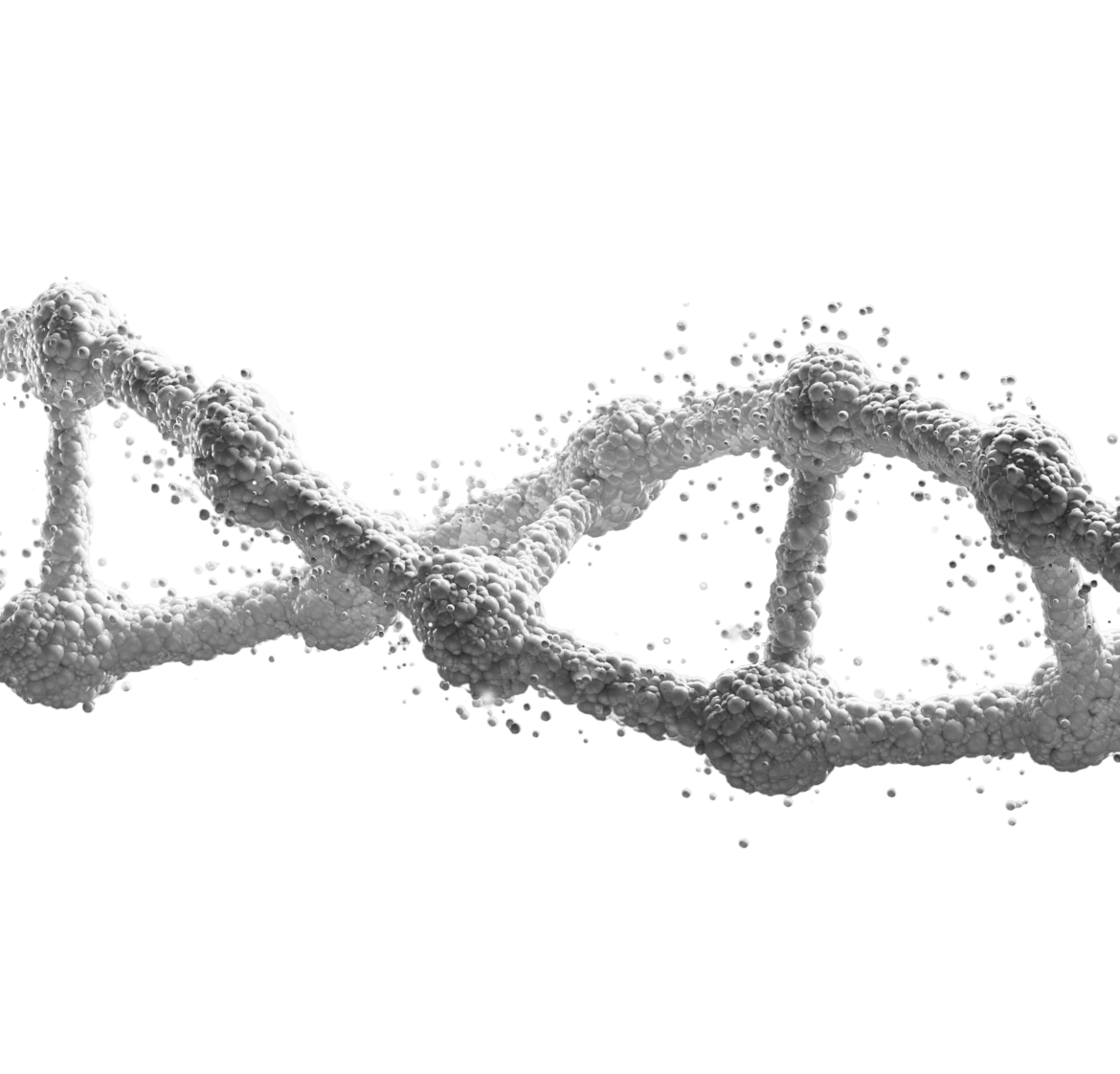 3D-DNA-Doppelhelix auf dunklem Hintergrund – Forschung, Daten und Analytik.